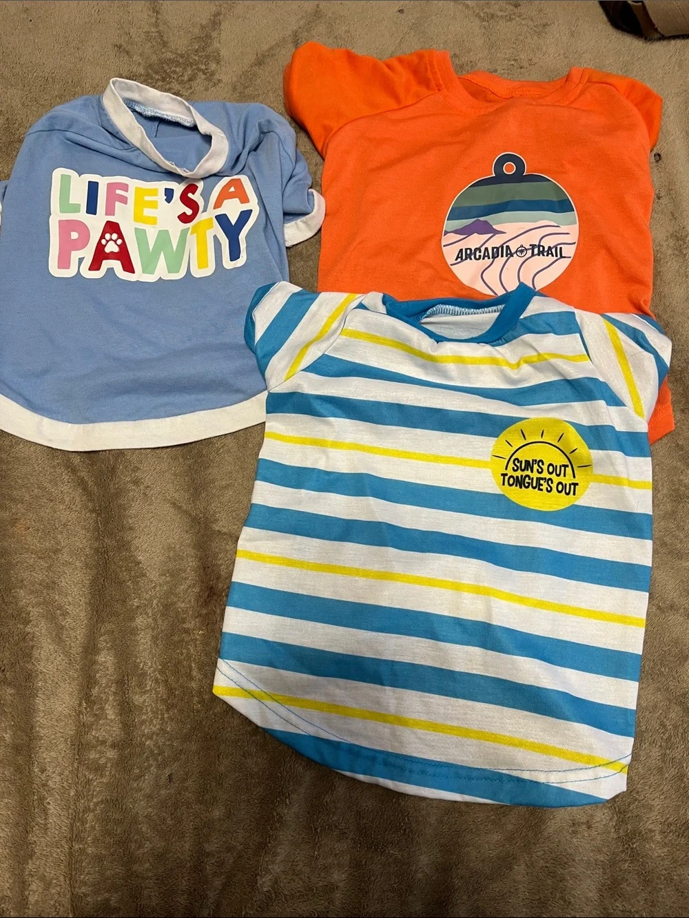Fur baby Orange & Blue Striped Short-Sleeve Tops - Pack3 shirts